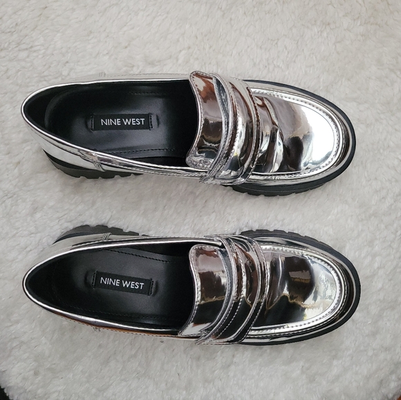 Nine West Garren Silver Lug Sole Loafers - Picture 2 of 9